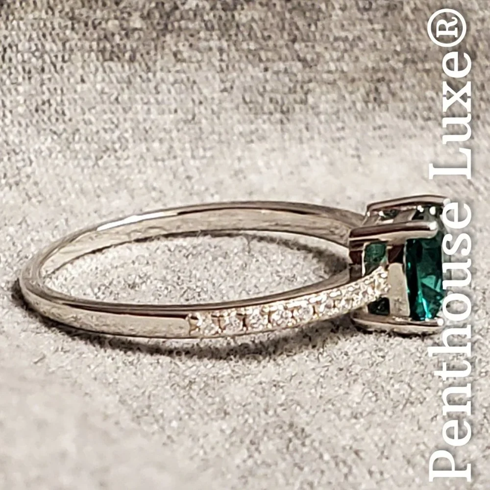 SOLID 925 Sterling Silver Green Emerald Ring